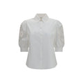 Valentino Garavani Sangallo Lace Puff Sleeves Blouse — White