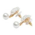Self-Portrait Pearl Flower Earrings — White