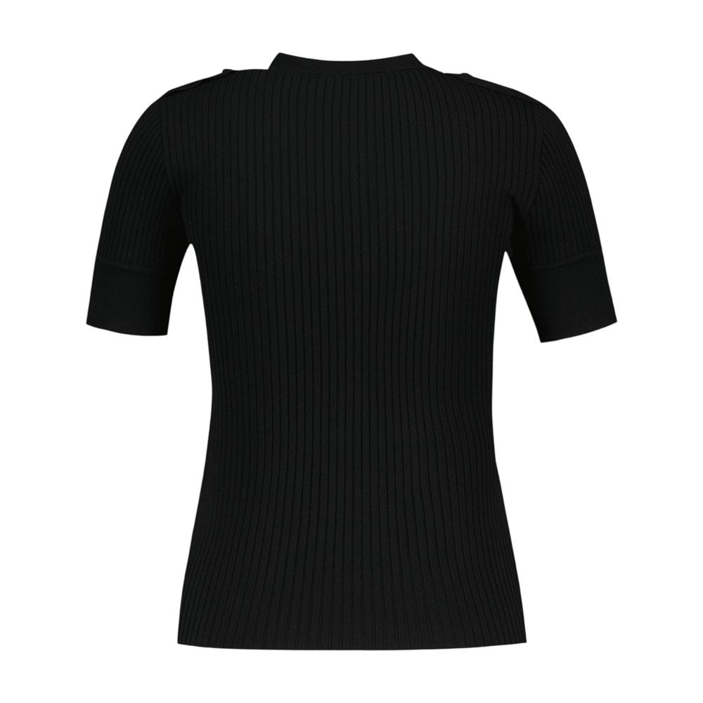 Courreges Ribbed Cotton T-Shirt — Black