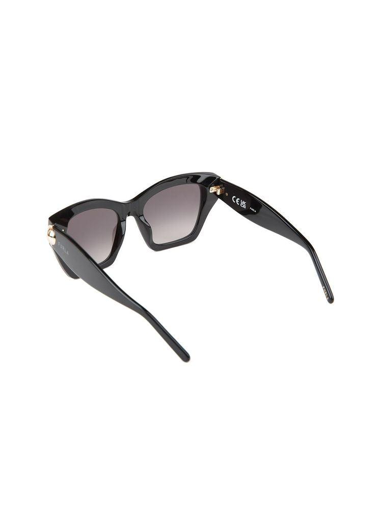 Furla SFU979 Glossy Black Acetate Sunglasses — Black