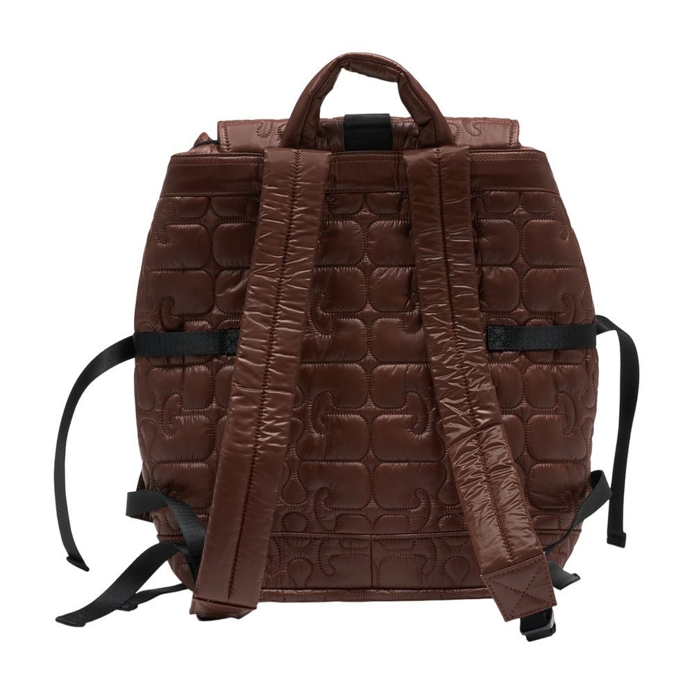 Ganni Quilted Synthetic Backpack — Brown