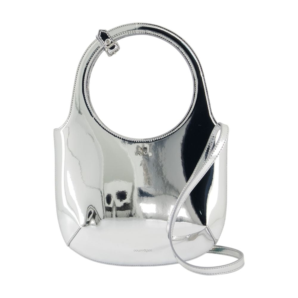Courreges Metallic Synthetic Shoulder Bag — Silver