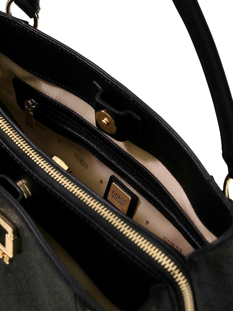 Guess Logo Polyurethane Satchel Bag — Black