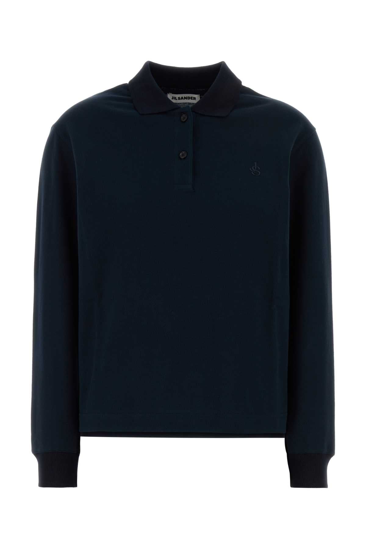 Jil Sander Piquet Cotton Polo Shirt — Navy