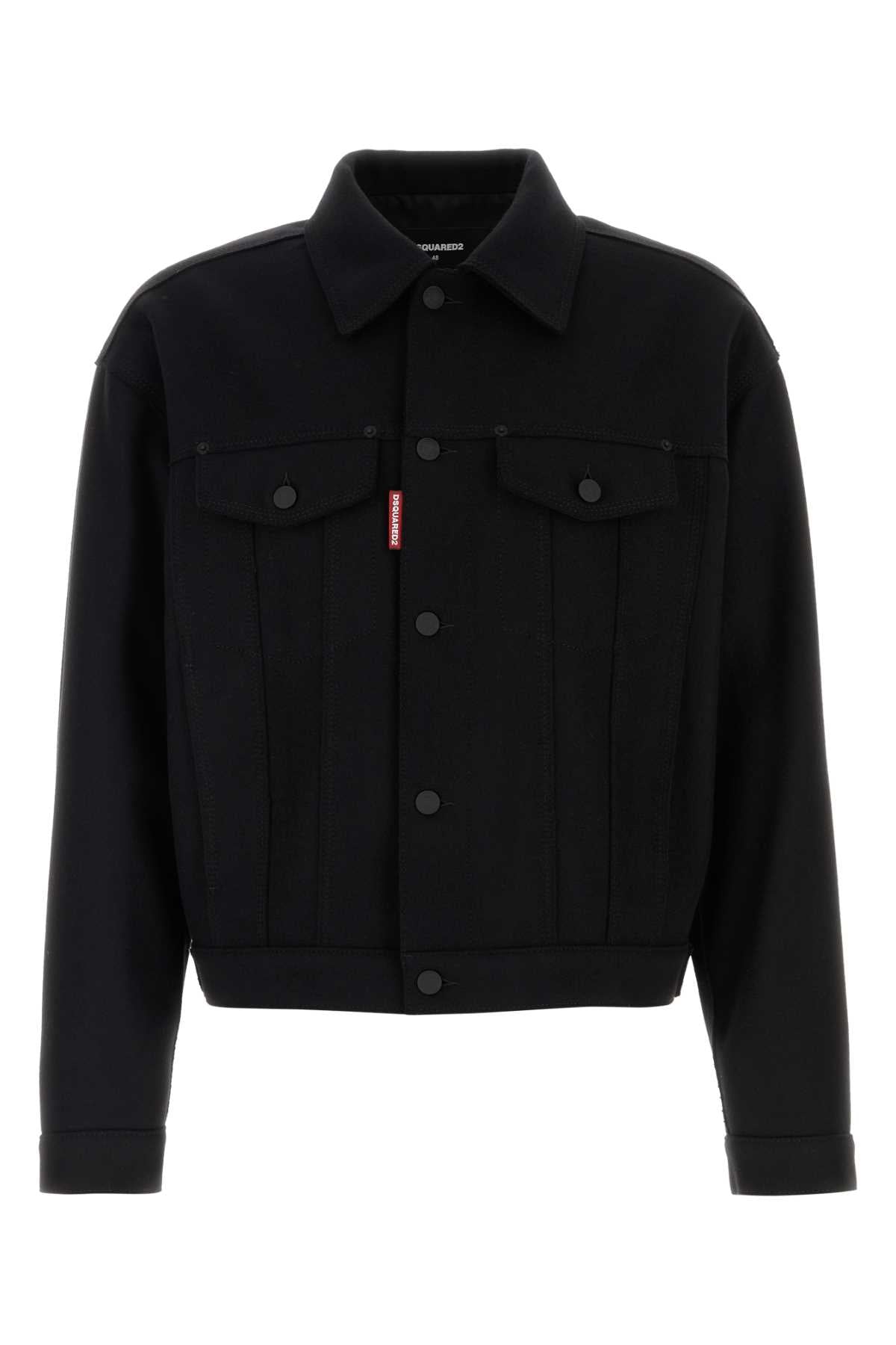 Dsquared2 Virgin Wool Denim Jacket — Black