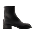 Alexander McQueen Cuban Stack Heel Leather Ankle Boot — Black