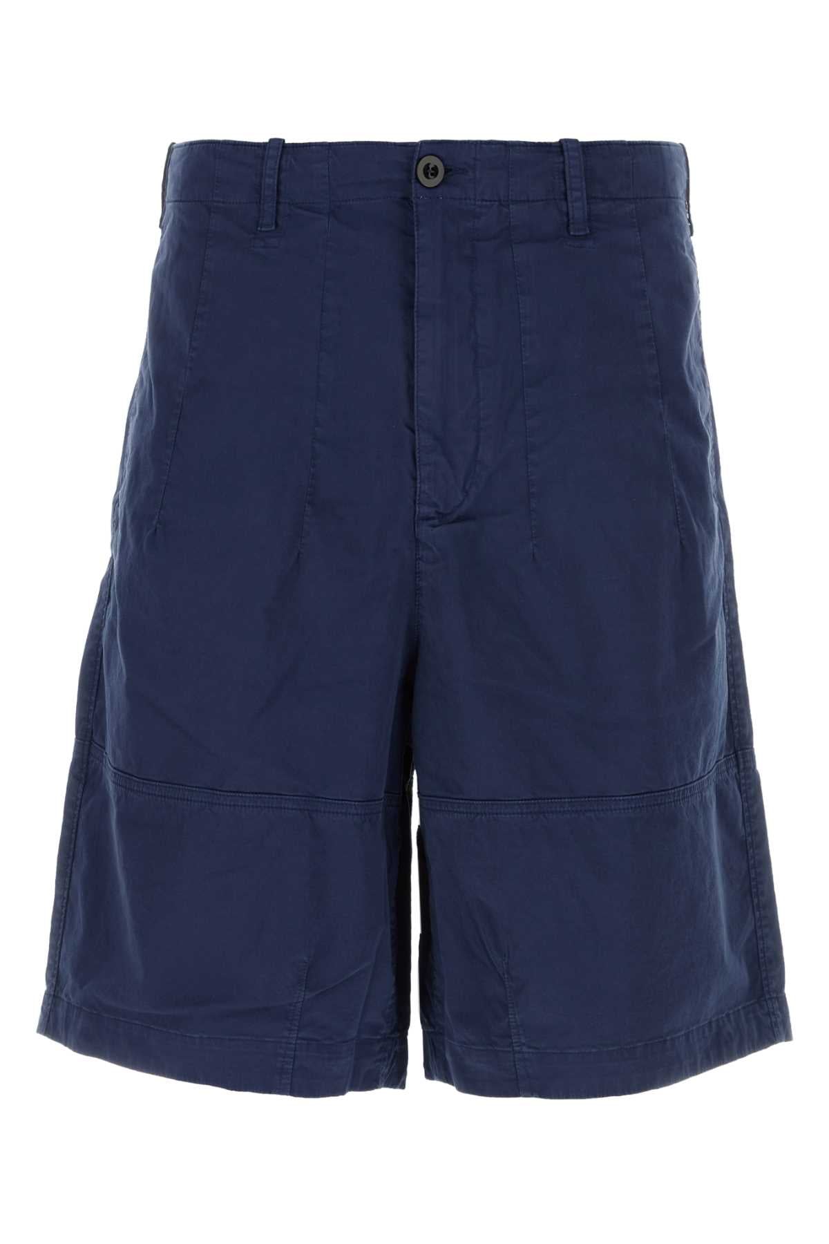Ten C Stretch Cotton Bermuda Shorts — Navy