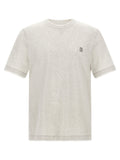 Camiseta de Algodón con Logo Bordado Brunello Cucinelli — Gris