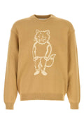 Maison Kitsune Cat Graphic Knit Sweater — Beige