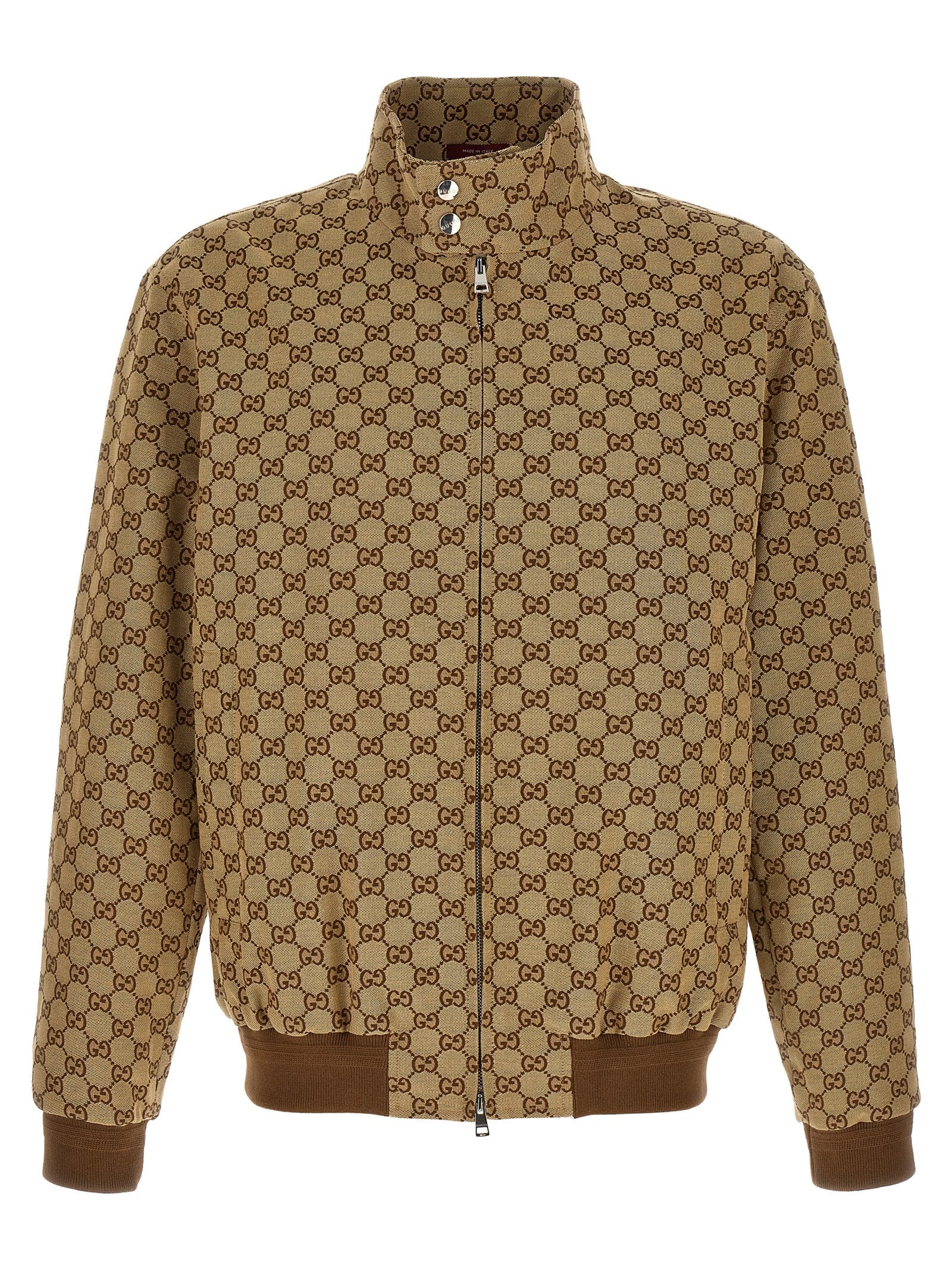 Gucci GG Monogram Bomber Jacket — Beige