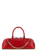 Valentino Garavani Studded Calf Leather Top Handle Bag — Red