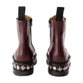 Toga Pulla Studded Leather Boot — Burgundy