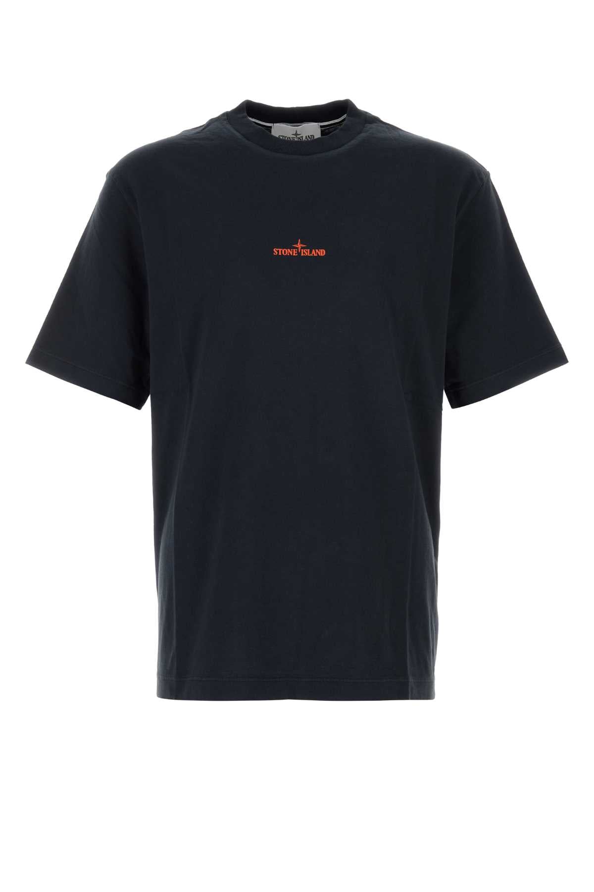 Stone Island Logo-Embroidered Cotton T-Shirt — Navy