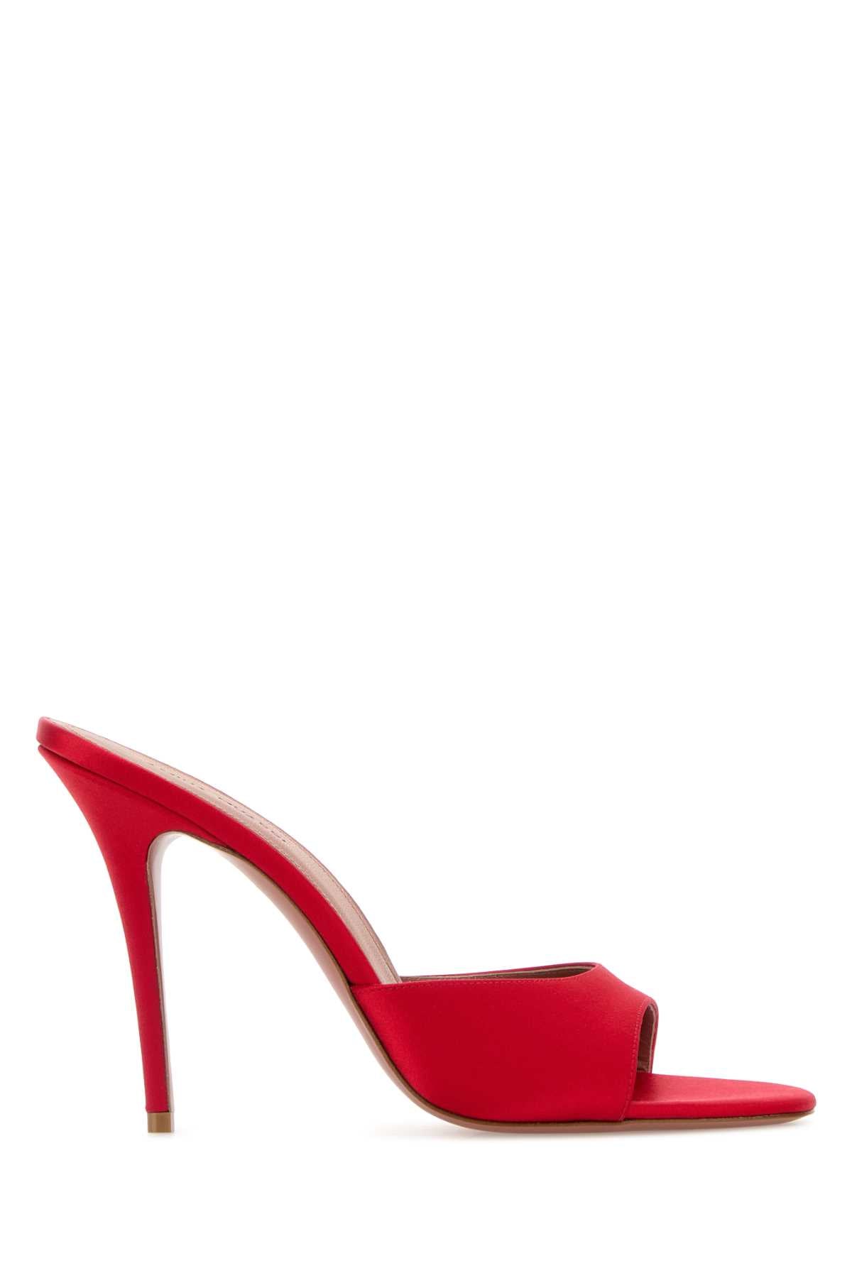 Amina Muaddi Fabric Heel Mule — Red