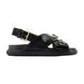 Marni Gem-Embellished Leather Sandals — Black
