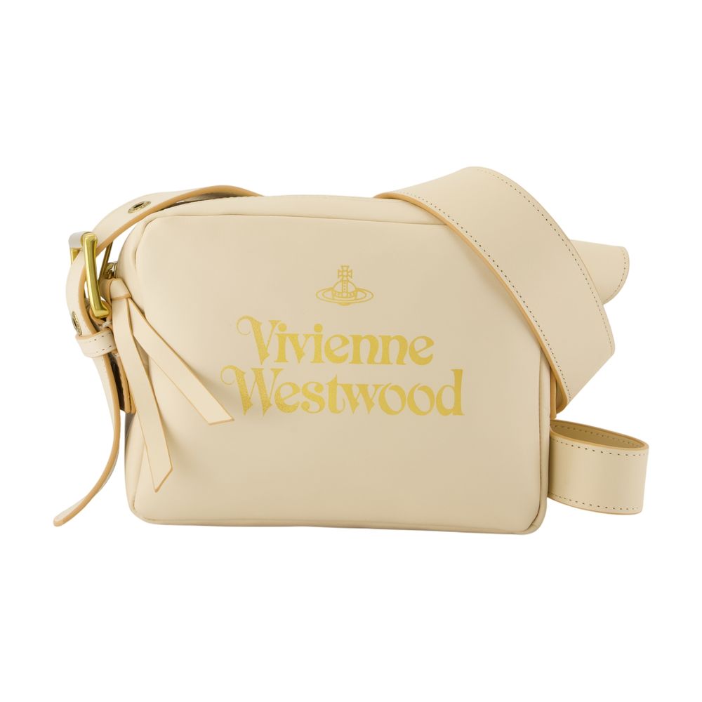 Vivienne Westwood Leather Calfskin Crossbody Bag — Beige