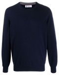 Brunello Cucinelli Crew-Neck Cashmere Sweater — Navy