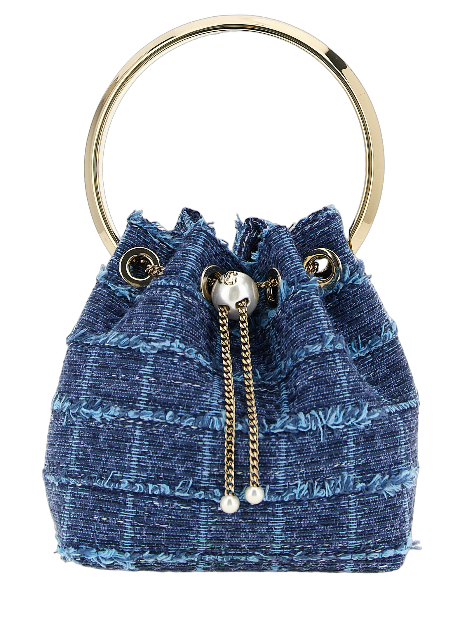 Jimmy Choo Denim Drawstring Bucket Bag — Blue