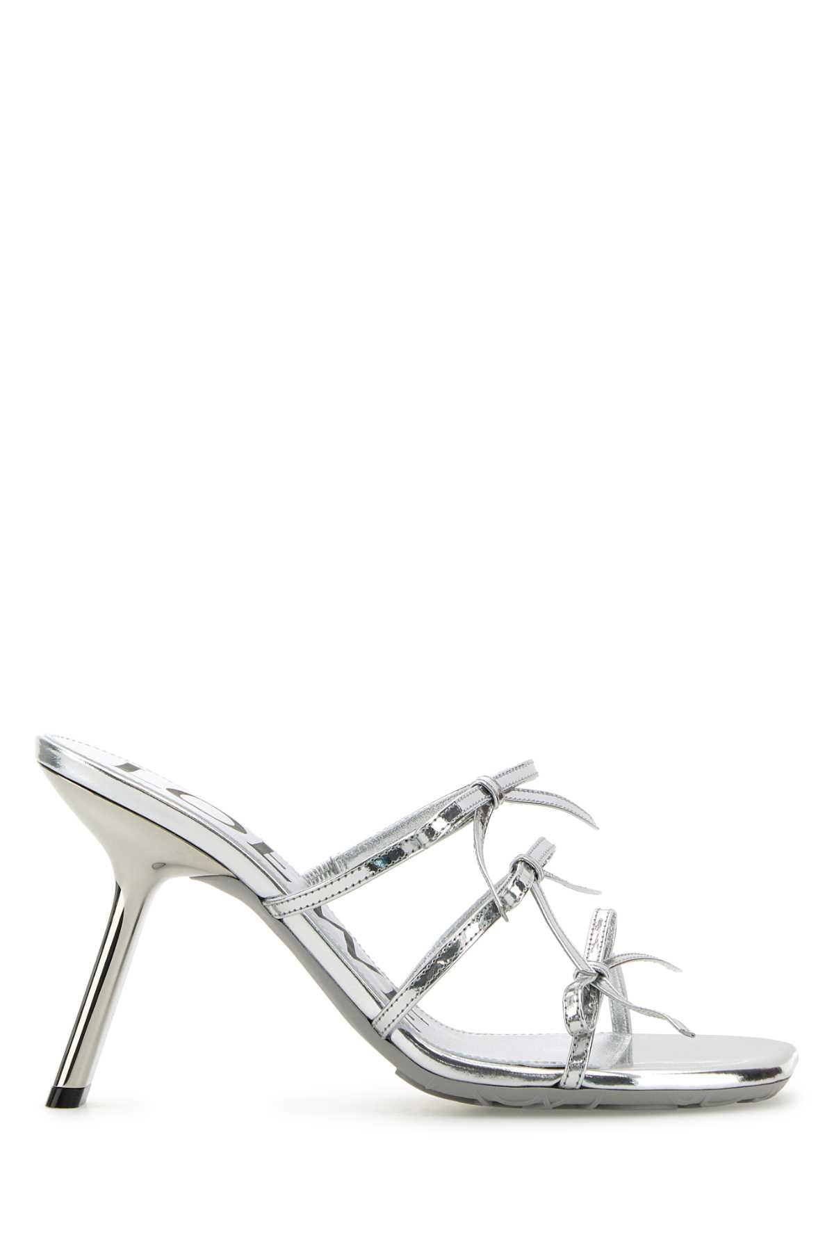 Loewe Metallic Strappy Sandal — Silver