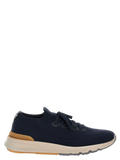 Brunello Cucinelli Stretch Knit Low-Top Sneaker — Navy