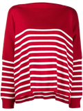 Valentino Horizontal-Stripe Knit Sweater — Red