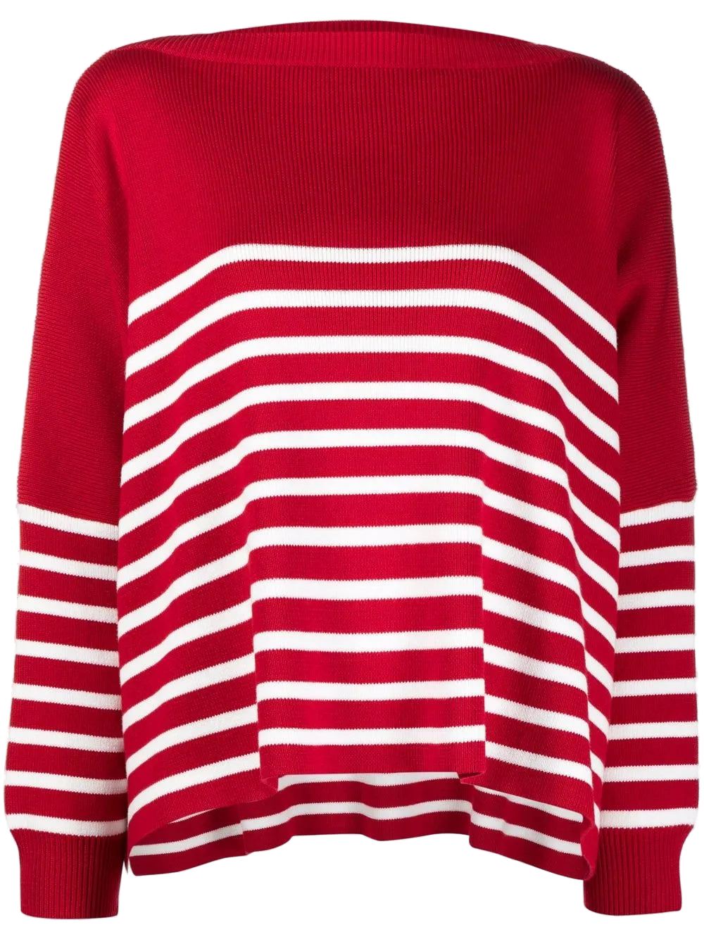 Valentino Horizontal-Stripe Knit Sweater — Red