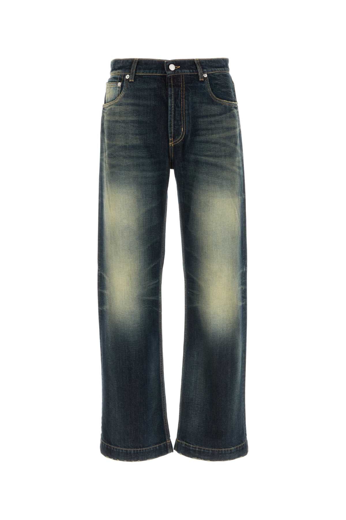Alexander McQueen Vintage-Washed Cotton Jeans — Navy