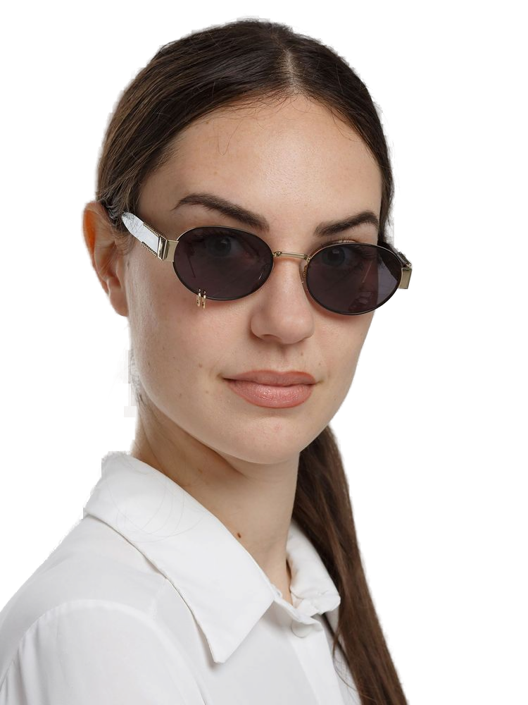Zadig & Voltaire SZV504V Gafas de sol ovaladas de acero inoxidable — Oro rosa