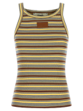 Fendi Striped Ribbed Cotton Tank Top — Multicolor