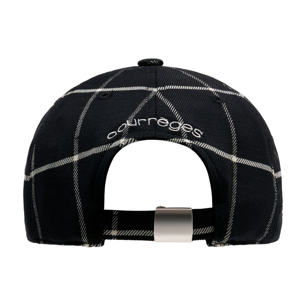 Courreges 226TCT048WO0171-9901 Checked Cotton Baseball Cap — Black