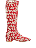 Valentino Garavani VLogo Jacquard Boots — Red
