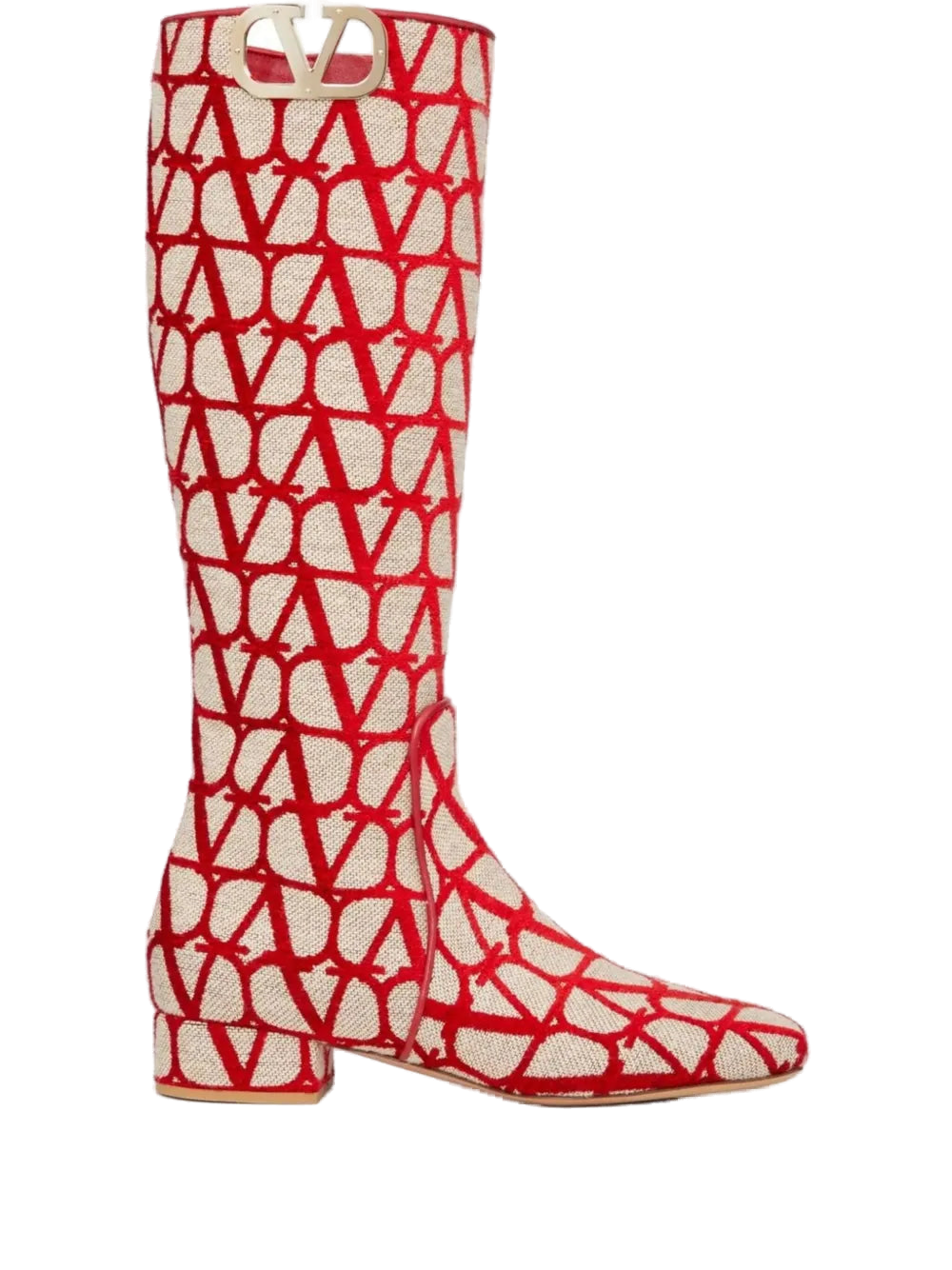 Valentino Garavani VLogo Jacquard Boots — Red