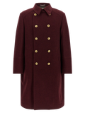Brunello Cucinelli Double-Breasted Cashmere Coat — Bordeaux