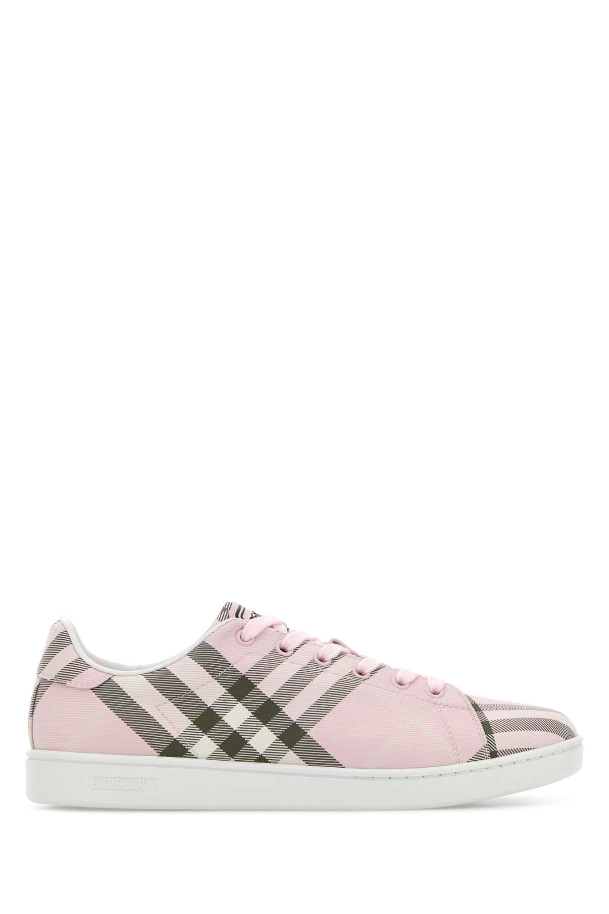 Burberry Check-Patterned Canvas Sneaker — Pink