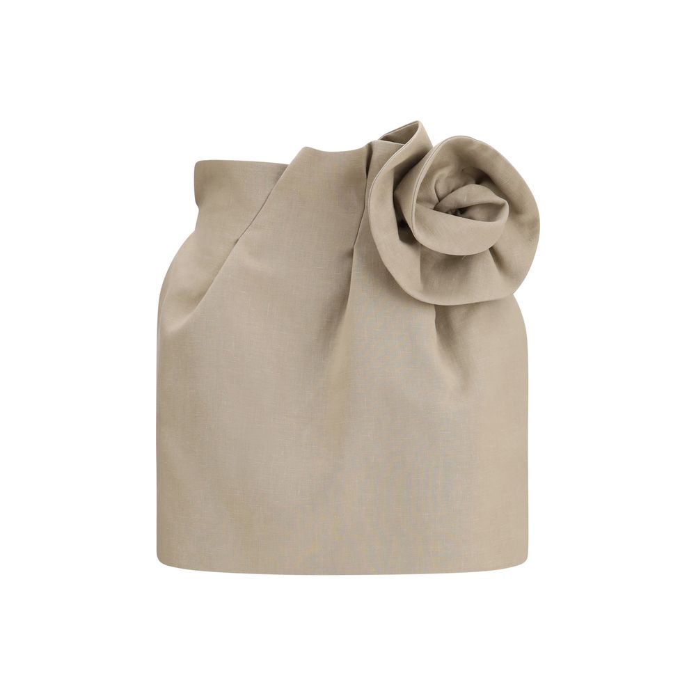 Magda Butrym Ruffled Linen Skirt — Beige