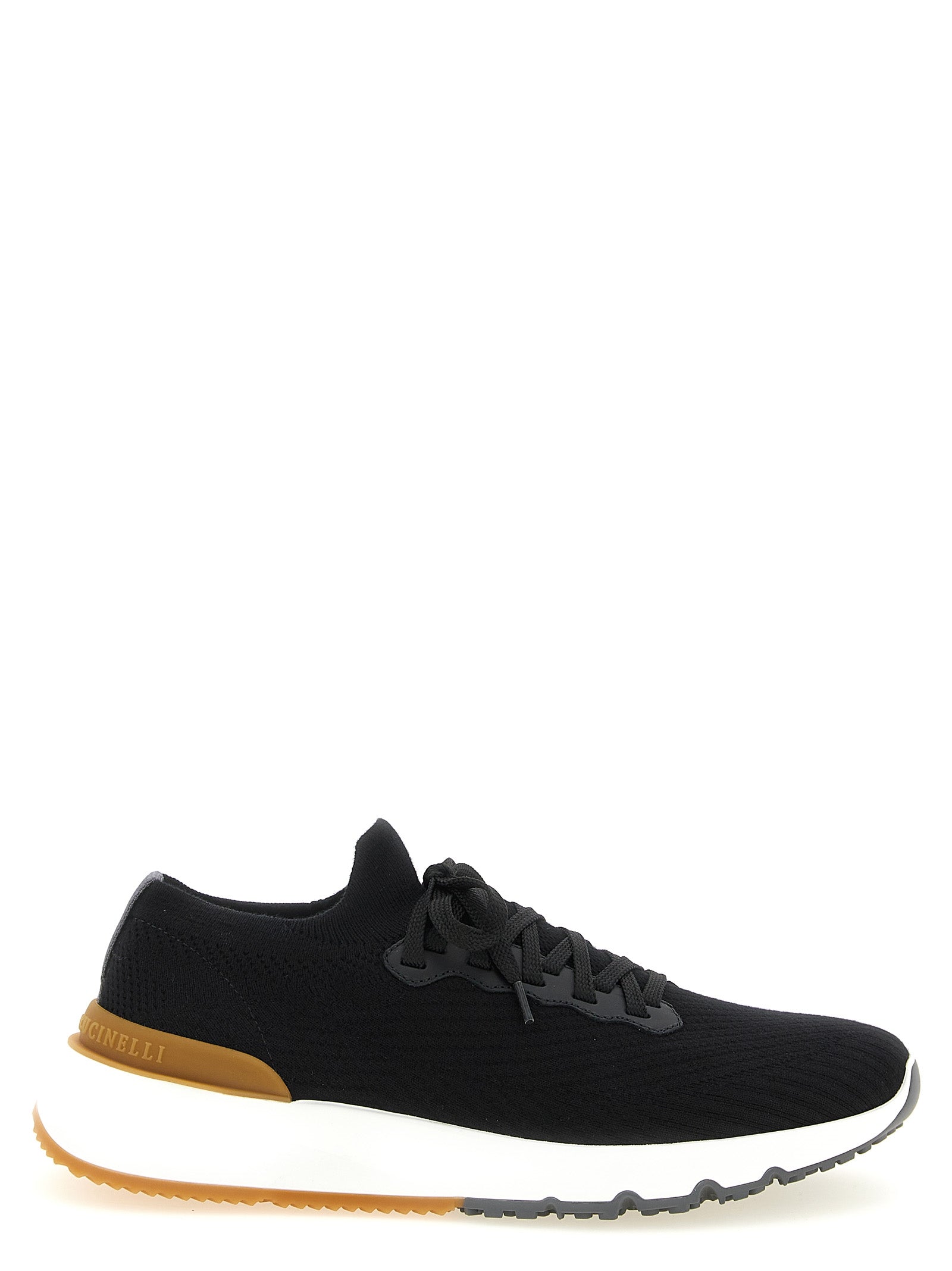 Brunello Cucinelli Knit Wool-Blend Sneaker — Black