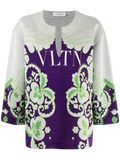 Valentino Floral-Print Sweatshirt — Purple