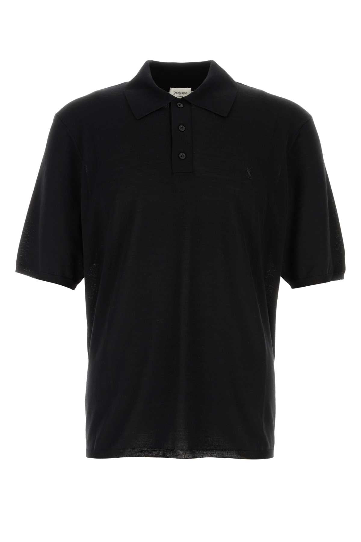 Saint Laurent Wool Polo — Black