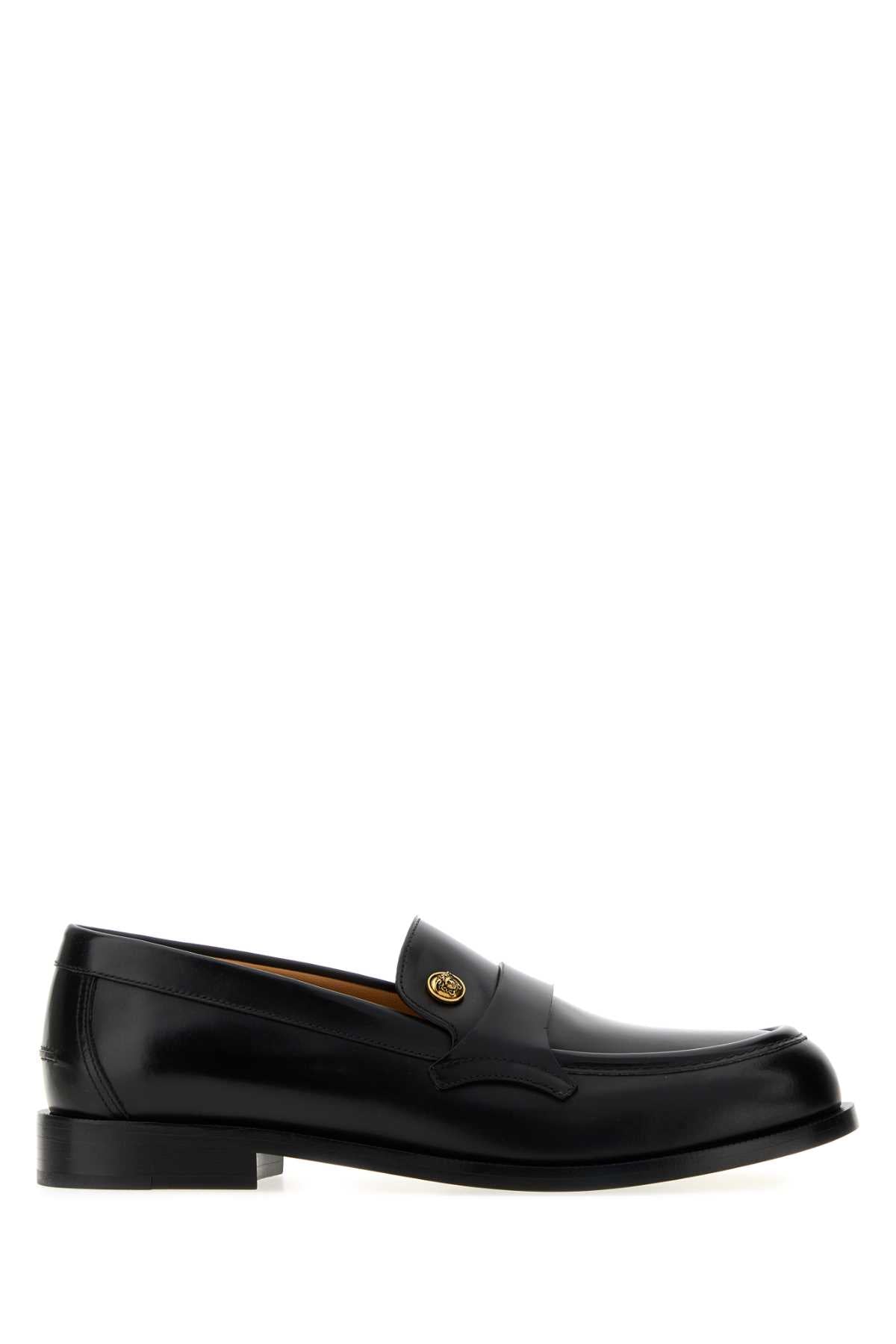 Versace Leather Slip-On Loafer — Black