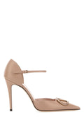 Valentino Garavani Rhinestone-Embellished Ankle-Strap Heel — Beige