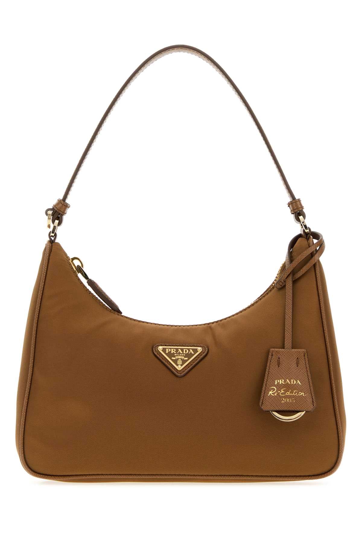 Prada Re-Nylon Shoulder Bag — Camel