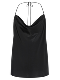 Valentino Garavani Silk Satin Halter Tank Top — Black