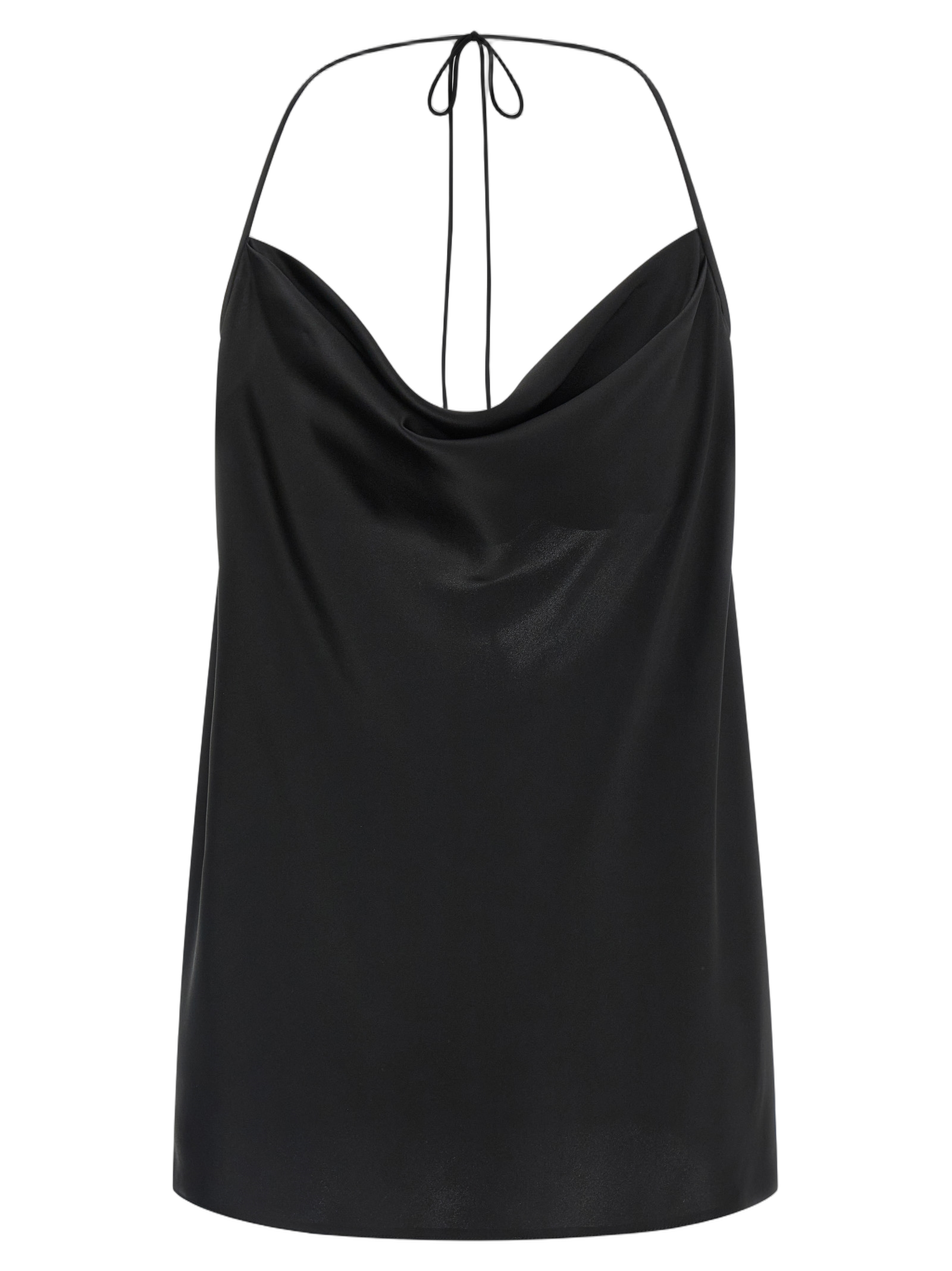 Valentino Garavani Silk Satin Halter Tank Top — Black
