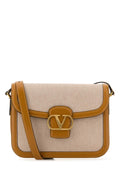Valentino Garavani Two-Tone Canvas and Leather Shoulder Bag — Brown