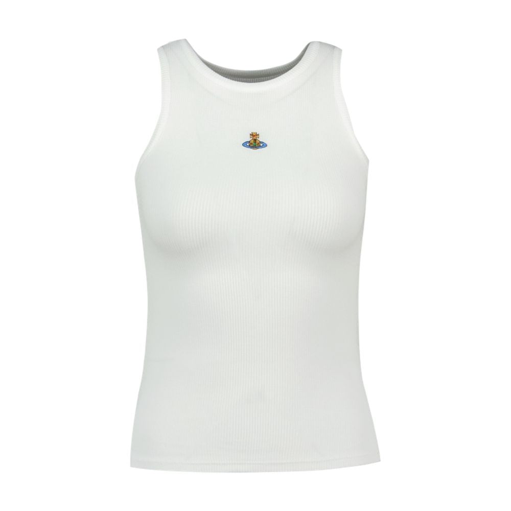 Vivienne Westwood Logo-Embroidered Ribbed Viscose Tank Top — White