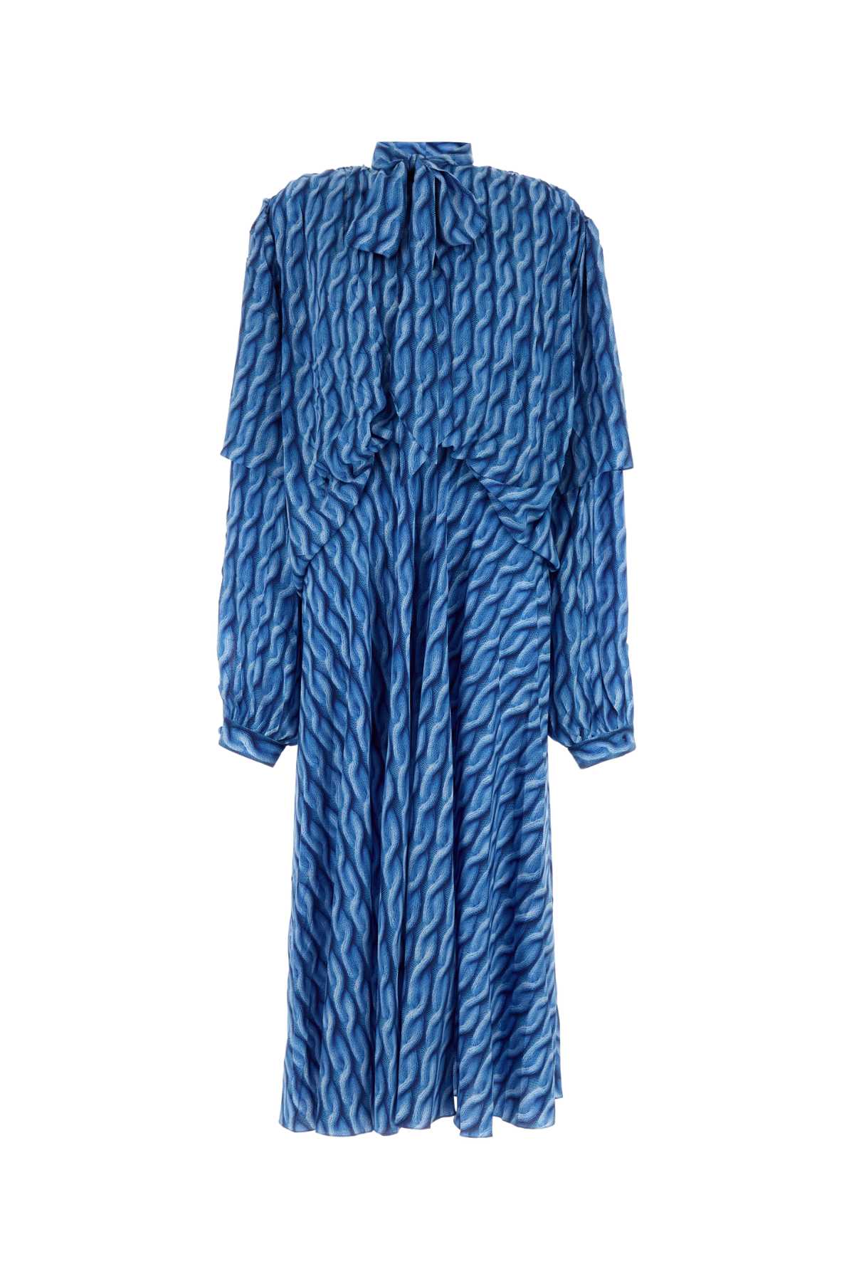 Balenciaga Abstract-Print Crepe Dress — Blue