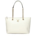 Jimmy Choo Leather with Chain Straps Shoulder Bag — White