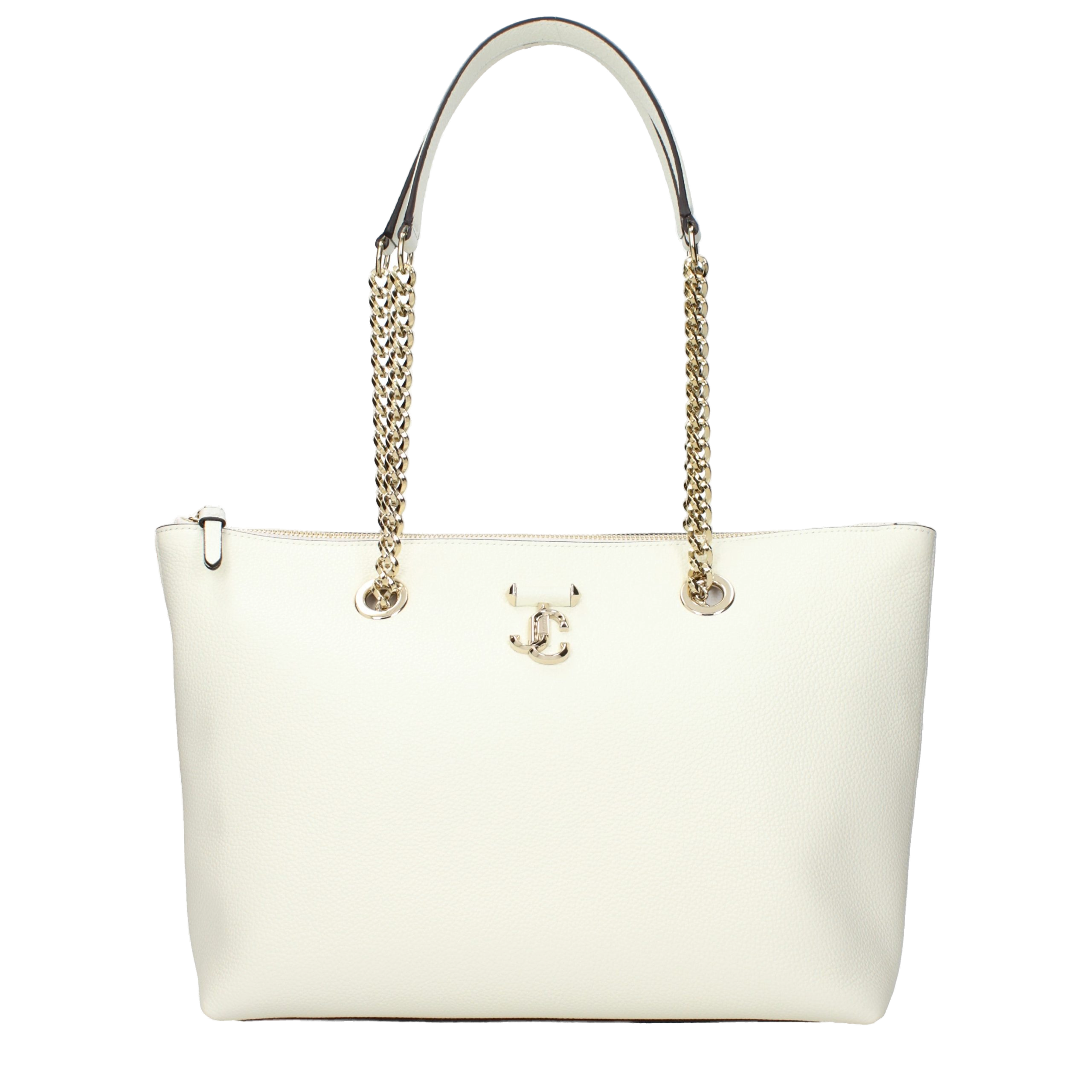 Jimmy Choo Leather with Chain Straps Shoulder Bag — White