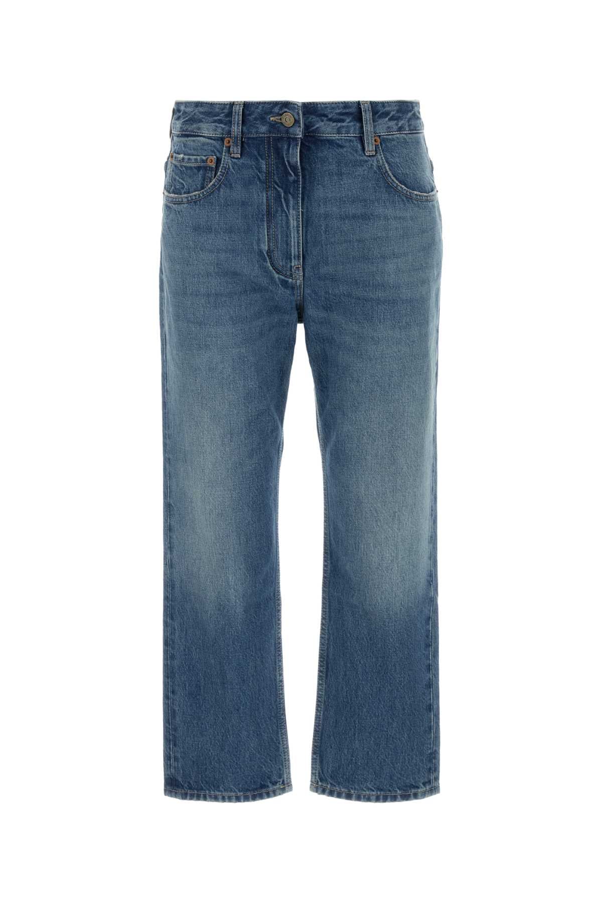 Valentino Garavani Cropped Straight-Leg Jeans — Blue