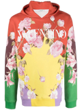 Valentino Rose-Print Colour-Block Hoodie — Multicolor